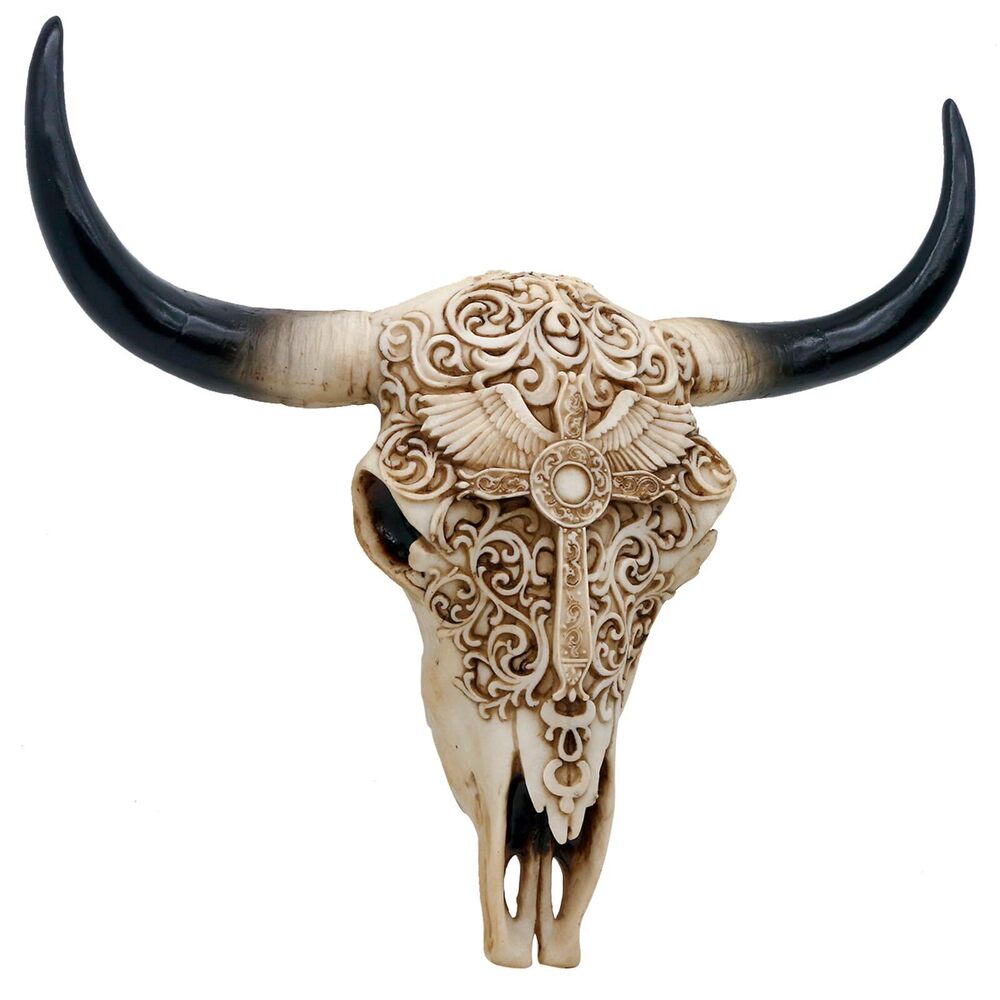 1297 Western Cow Skull Wall-Decor - 12.2”Long Realistic Animal Head Wall